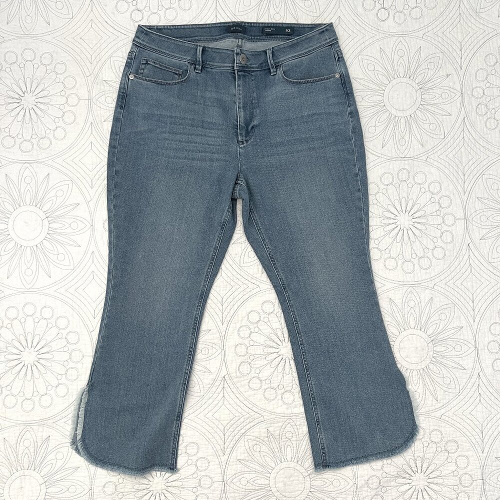 J. JILL High Rise Cropped Jeans Fray Hem CUTE boho